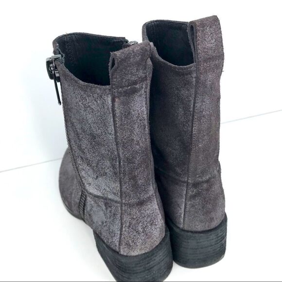 Anthropologie Intentionally Blank Grayish Purple Suede Leather Zip Closure Boots - Picture 9 of 16